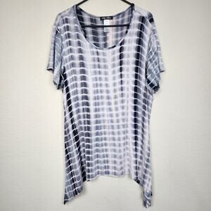 Only Nine 1X Tie Dye Asymmetrical Blouse